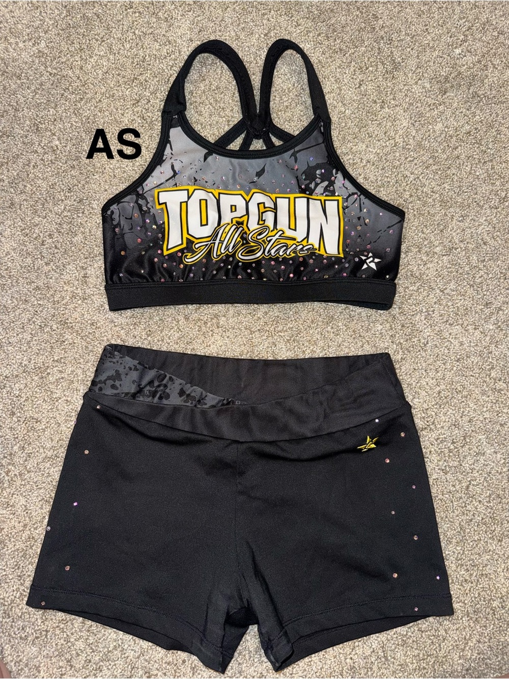 Top Gun All Stars Black Logo Sports Bra and Shorts Set